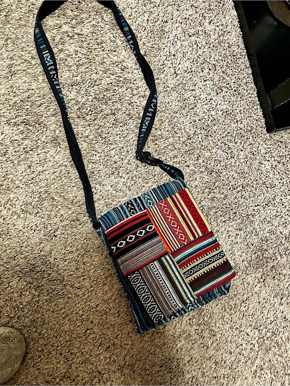 Geometric Crossbody Bag in Blue & Black